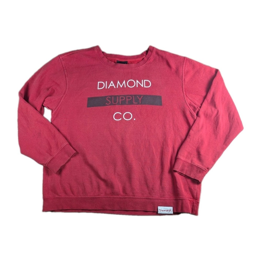 Diamond Supply Co. Red Logo Crewneck Sweatshirt Men's XL Graphic Pullover Skate